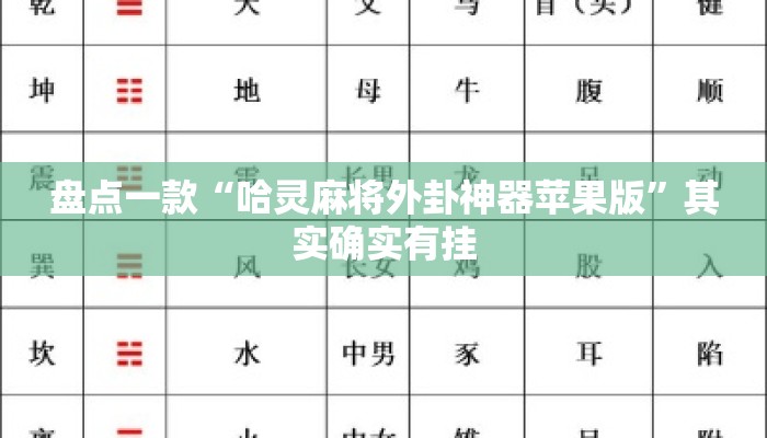 盘点一款“哈灵麻将外卦神器苹果版”其实确实有挂