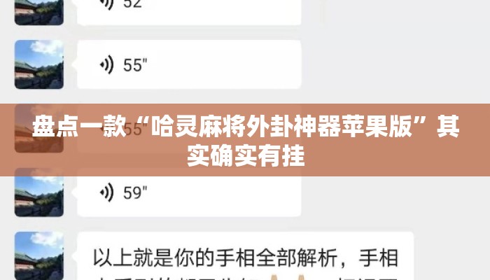 盘点一款“哈灵麻将外卦神器苹果版”其实确实有挂