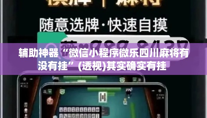 辅助神器“微信小程序微乐四川麻将有没有挂	”(透视)其实确实有挂 