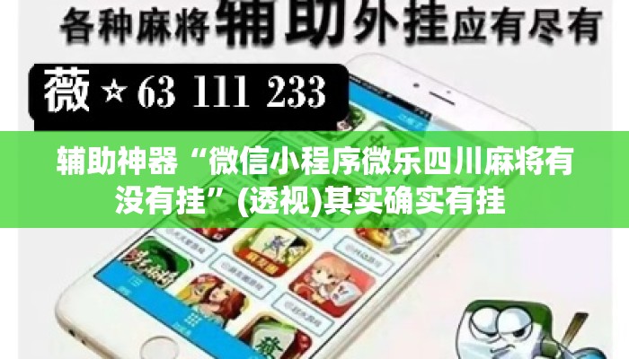 辅助神器“微信小程序微乐四川麻将有没有挂”(透视)其实确实有挂 
