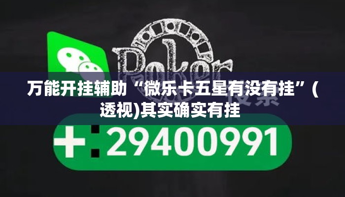 万能开挂辅助“微乐卡五星有没有挂”(透视)其实确实有挂 