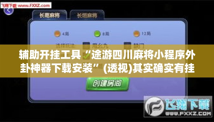 辅助开挂工具“途游四川麻将小程序外卦神器下载安装”(透视)其实确实有挂 