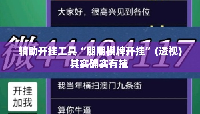 辅助开挂工具“朋朋棋牌开挂”(透视)其实确实有挂 