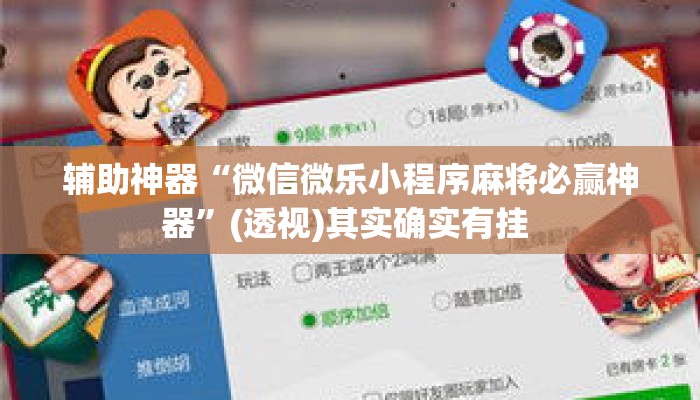 辅助神器“微信微乐小程序麻将必赢神器”(透视)其实确实有挂 