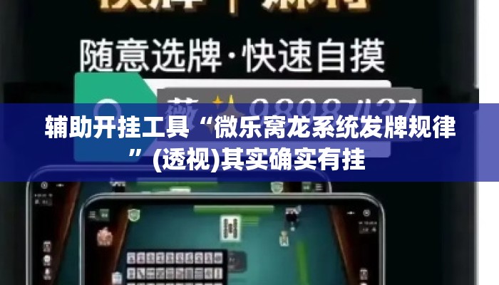 辅助开挂工具“微乐窝龙系统发牌规律”(透视)其实确实有挂 