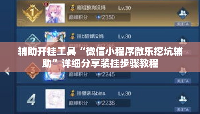 辅助开挂工具“微信小程序微乐挖坑辅助	”详细分享装挂步骤教程