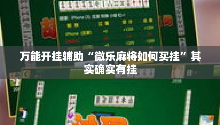 万能开挂辅助“微乐麻将如何买挂”其实确实有挂