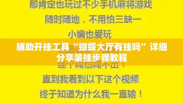辅助开挂工具“蝴蝶大厅有挂吗”详细分享装挂步骤教程