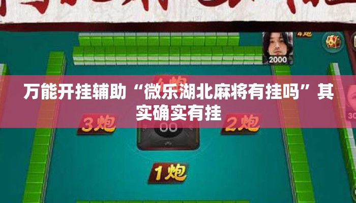 万能开挂辅助“微乐湖北麻将有挂吗”其实确实有挂