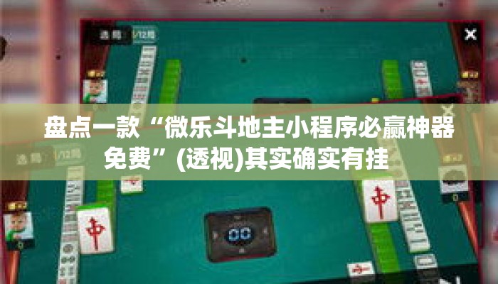 盘点一款“微乐斗地主小程序必赢神器免费”(透视)其实确实有挂 