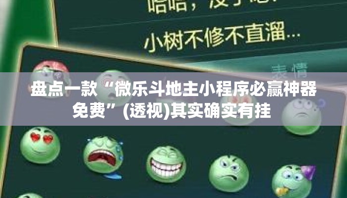 盘点一款“微乐斗地主小程序必赢神器免费”(透视)其实确实有挂 