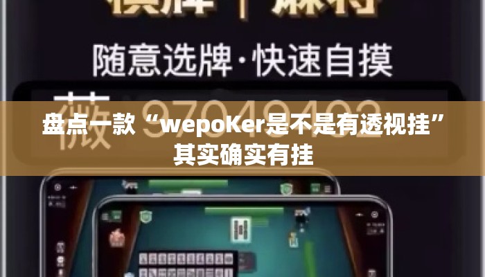 盘点一款“wepoKer是不是有透视挂	”其实确实有挂