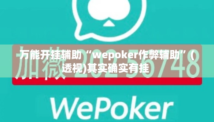 万能开挂辅助“wepoker作弊辅助”(透视)其实确实有挂 