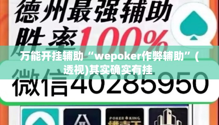 万能开挂辅助“wepoker作弊辅助	”(透视)其实确实有挂 