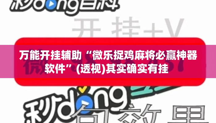 万能开挂辅助“微乐捉鸡麻将必赢神器软件”(透视)其实确实有挂 