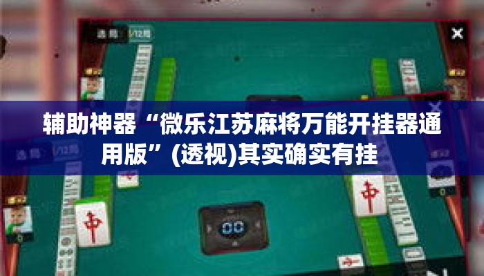 辅助神器“微乐江苏麻将万能开挂器通用版”(透视)其实确实有挂 