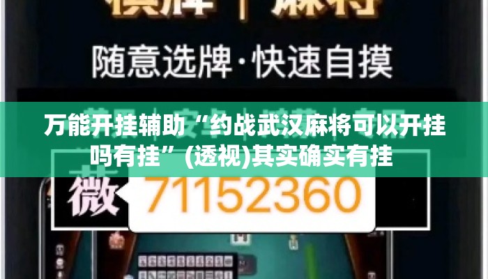 万能开挂辅助“约战武汉麻将可以开挂吗有挂”(透视)其实确实有挂 