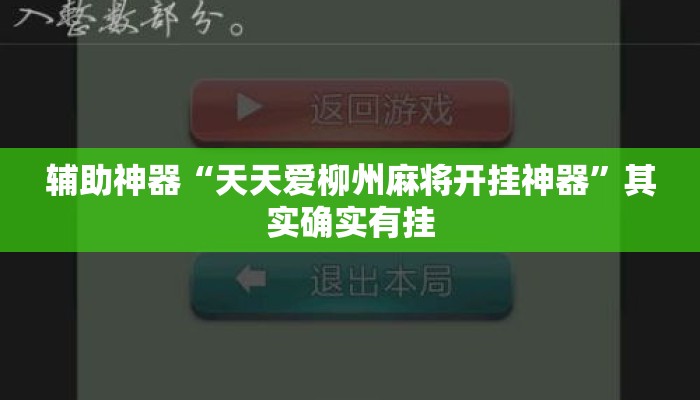 辅助神器“天天爱柳州麻将开挂神器”其实确实有挂