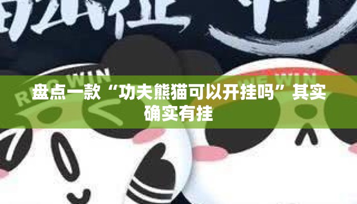 盘点一款“功夫熊猫可以开挂吗”其实确实有挂