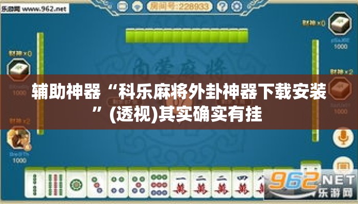 辅助神器“科乐麻将外卦神器下载安装”(透视)其实确实有挂 