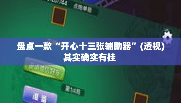 盘点一款“开心十三张辅助器”(透视)其实确实有挂 
