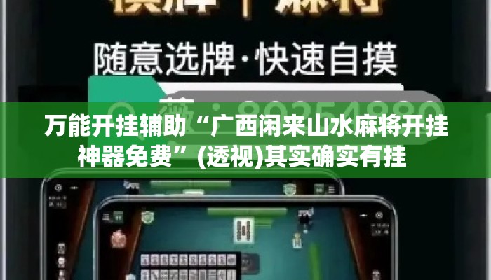 万能开挂辅助“广西闲来山水麻将开挂神器免费	”(透视)其实确实有挂 