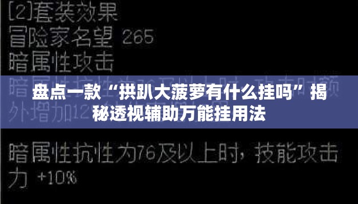 盘点一款“拱趴大菠萝有什么挂吗	”揭秘透视辅助万能挂用法