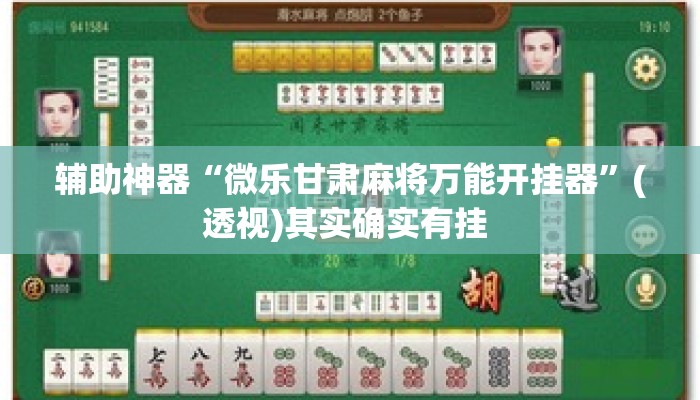 辅助神器“微乐甘肃麻将万能开挂器”(透视)其实确实有挂 