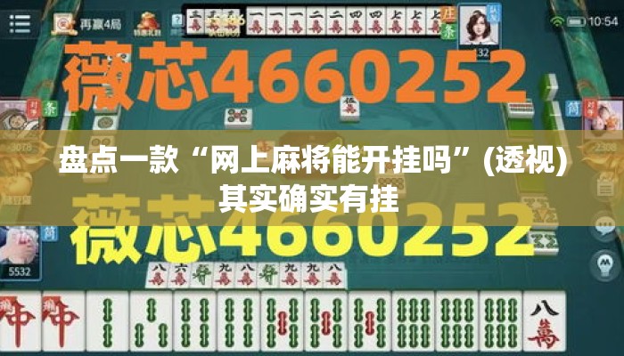 盘点一款“网上麻将能开挂吗”(透视)其实确实有挂 