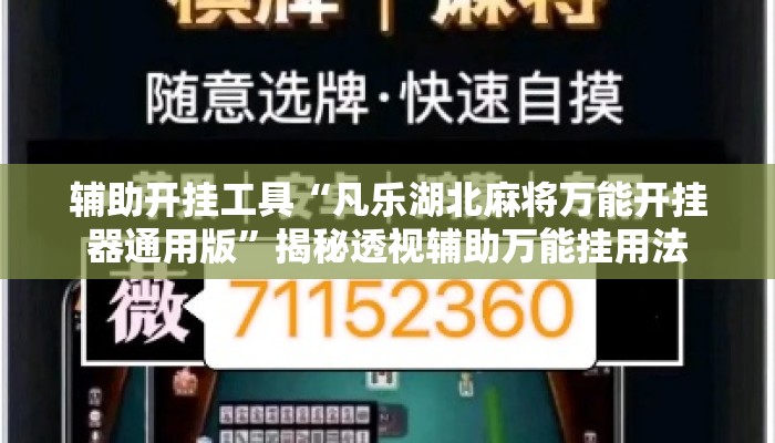 辅助开挂工具“凡乐湖北麻将万能开挂器通用版”揭秘透视辅助万能挂用法