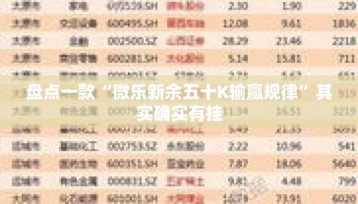 盘点一款“微乐新余五十K输赢规律”其实确实有挂