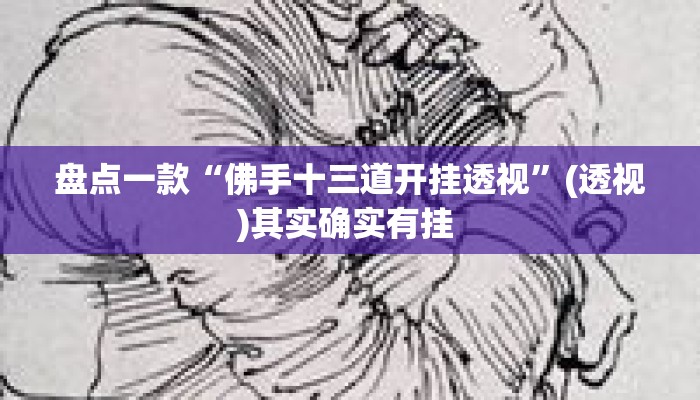 盘点一款“佛手十三道开挂透视”(透视)其实确实有挂 