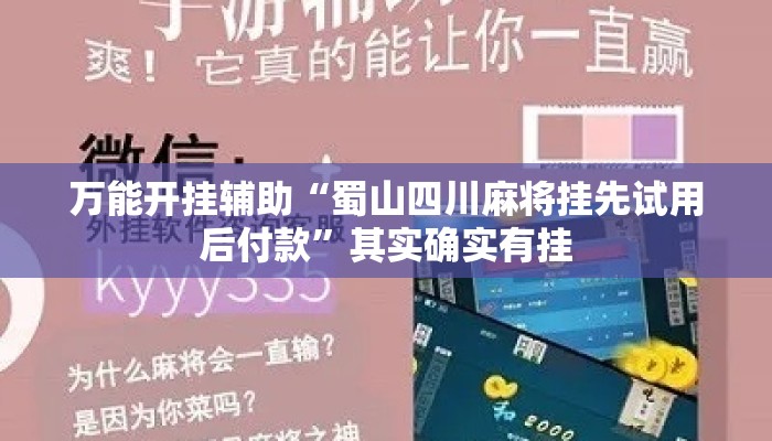 万能开挂辅助“蜀山四川麻将挂先试用后付款	”其实确实有挂