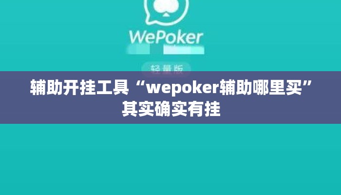 辅助开挂工具“wepoker辅助哪里买”其实确实有挂