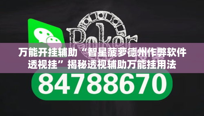 万能开挂辅助“智星菠萝德州作弊软件透视挂”揭秘透视辅助万能挂用法