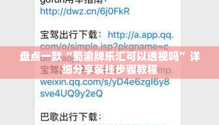 盘点一款“蜀渝牌乐汇可以透视吗”详细分享装挂步骤教程