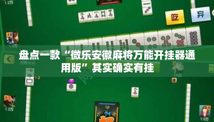 盘点一款“微乐安徽麻将万能开挂器通用版	”其实确实有挂