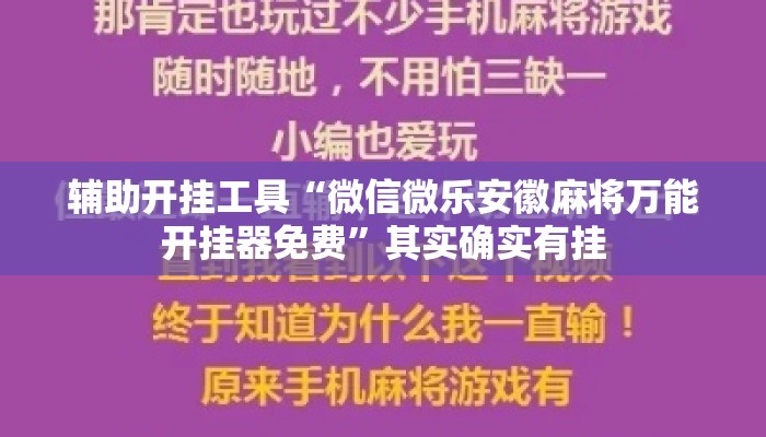辅助开挂工具“微信微乐安徽麻将万能开挂器免费	”其实确实有挂