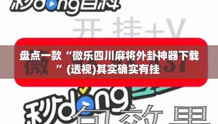 盘点一款“微乐四川麻将外卦神器下载”(透视)其实确实有挂 