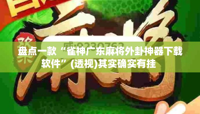 盘点一款“雀神广东麻将外卦神器下载软件”(透视)其实确实有挂 