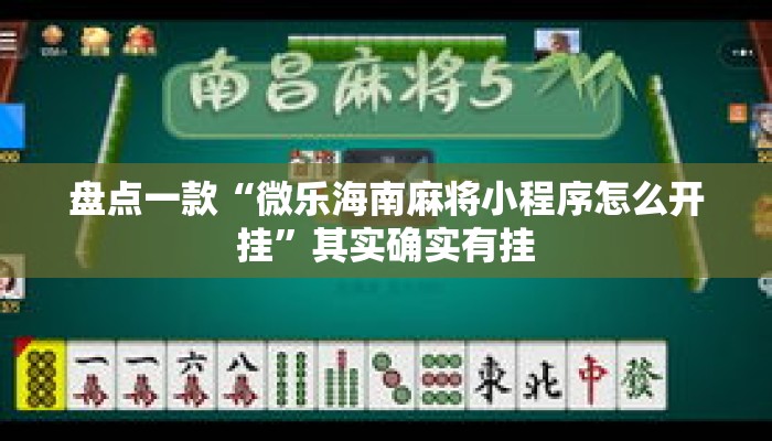 盘点一款“微乐海南麻将小程序怎么开挂”其实确实有挂