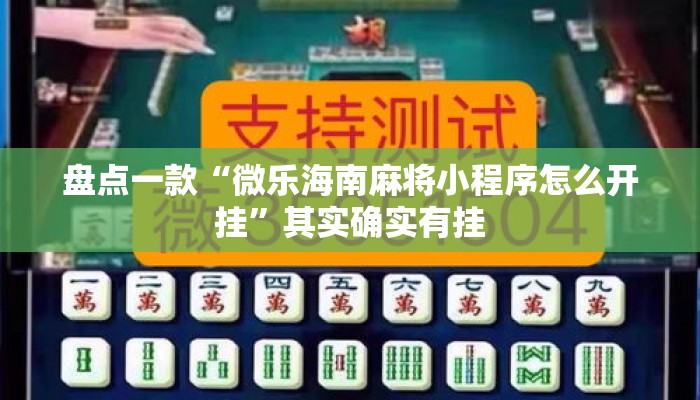 盘点一款“微乐海南麻将小程序怎么开挂	”其实确实有挂