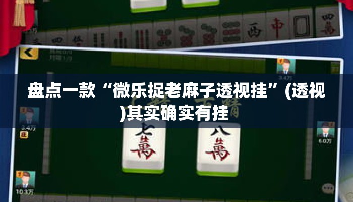 盘点一款“微乐捉老麻子透视挂	”(透视)其实确实有挂 