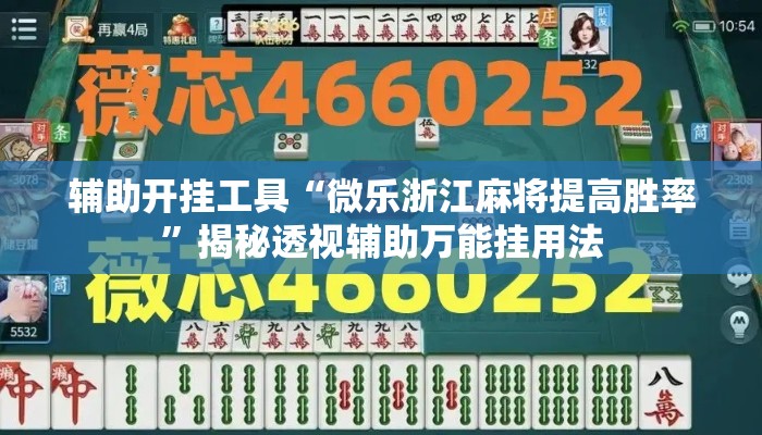 辅助开挂工具“微乐浙江麻将提高胜率”揭秘透视辅助万能挂用法