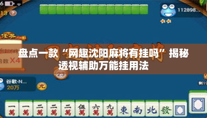 盘点一款“网趣沈阳麻将有挂吗”揭秘透视辅助万能挂用法