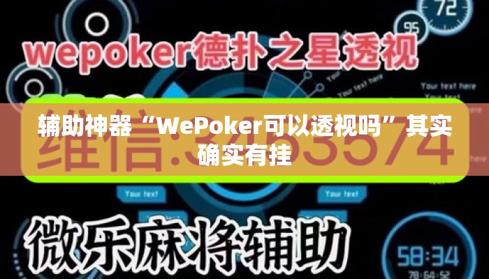 辅助神器“WePoker可以透视吗	”其实确实有挂