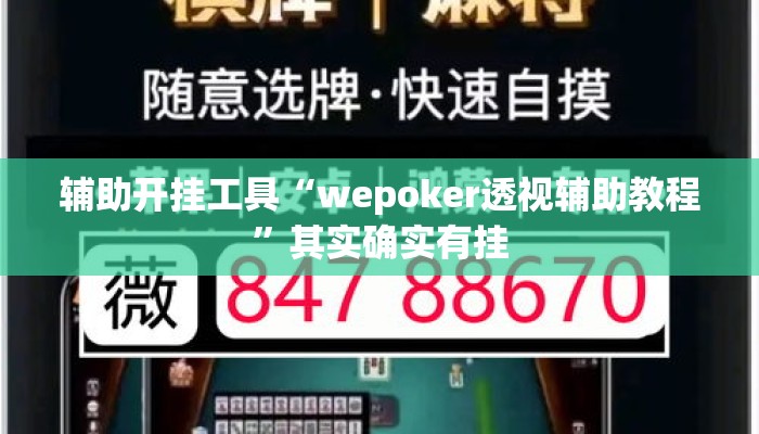 辅助开挂工具“wepoker透视辅助教程”其实确实有挂