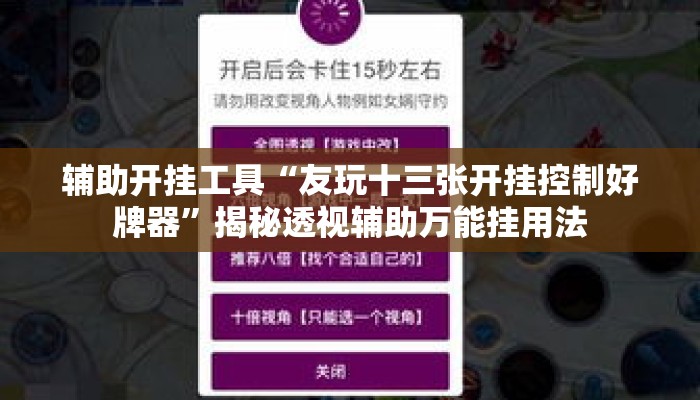 辅助开挂工具“友玩十三张开挂控制好牌器	”揭秘透视辅助万能挂用法