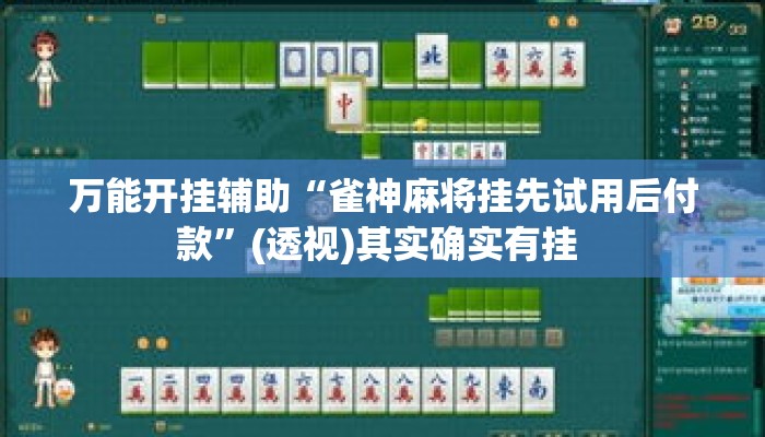 万能开挂辅助“雀神麻将挂先试用后付款	”(透视)其实确实有挂 