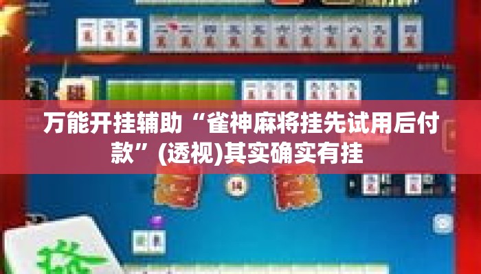 万能开挂辅助“雀神麻将挂先试用后付款”(透视)其实确实有挂 